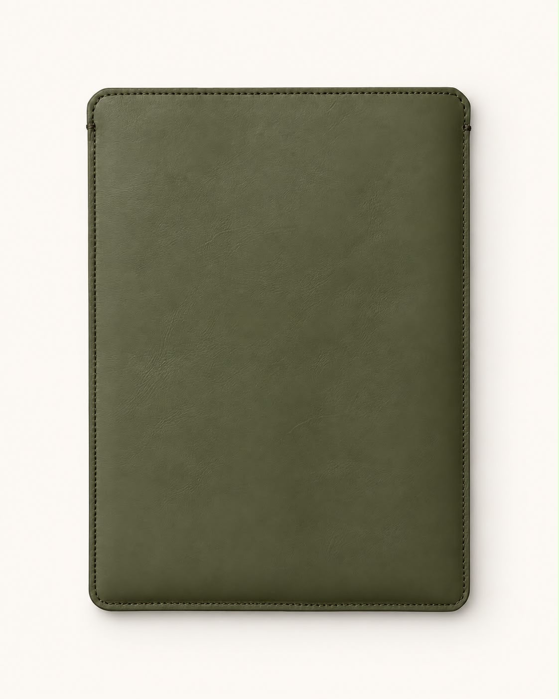 Funda de piel para iPad en kaki, vista trasera