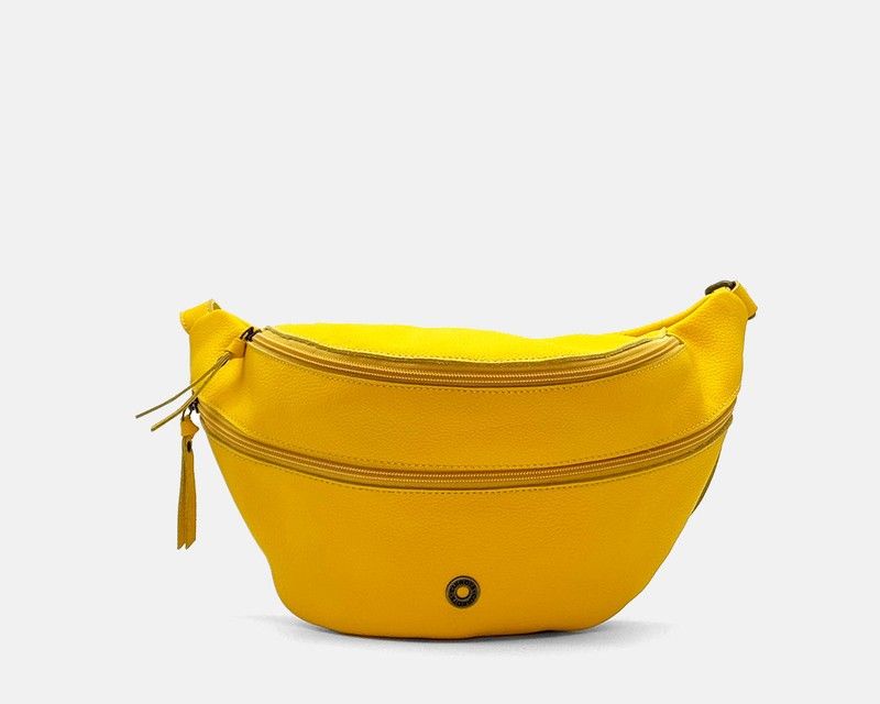 Bandolera tipo riñonera CUIROTS Seta doble cremallera de piel