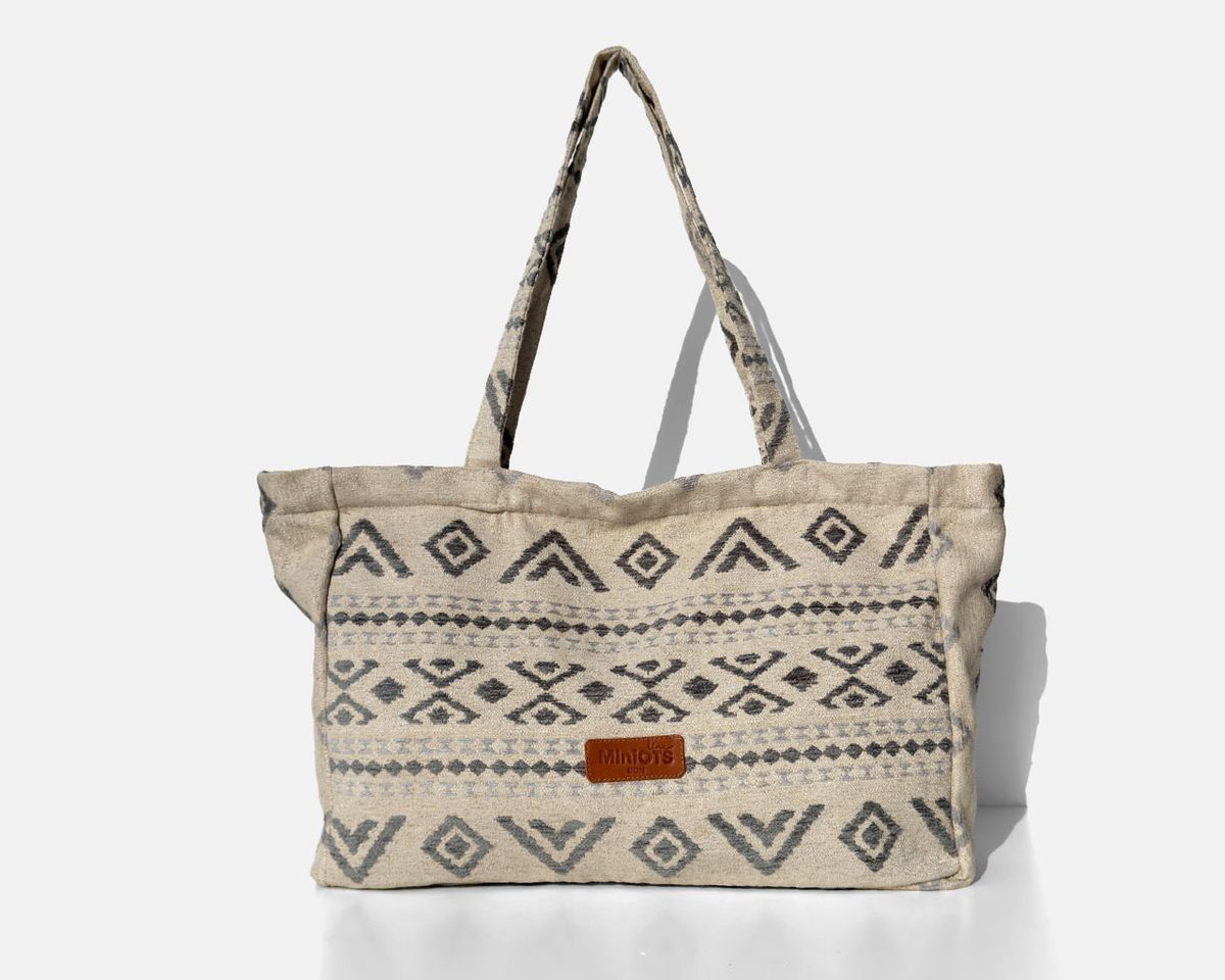 Bolsa tipo shopper grande MINIOTS étnico gris