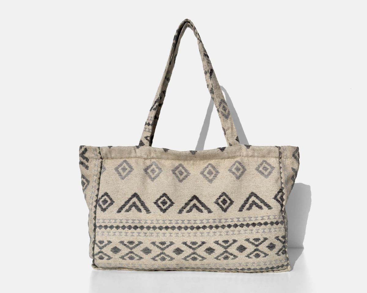 Bolsa tipo shopper grande MINIOTS étnico gris