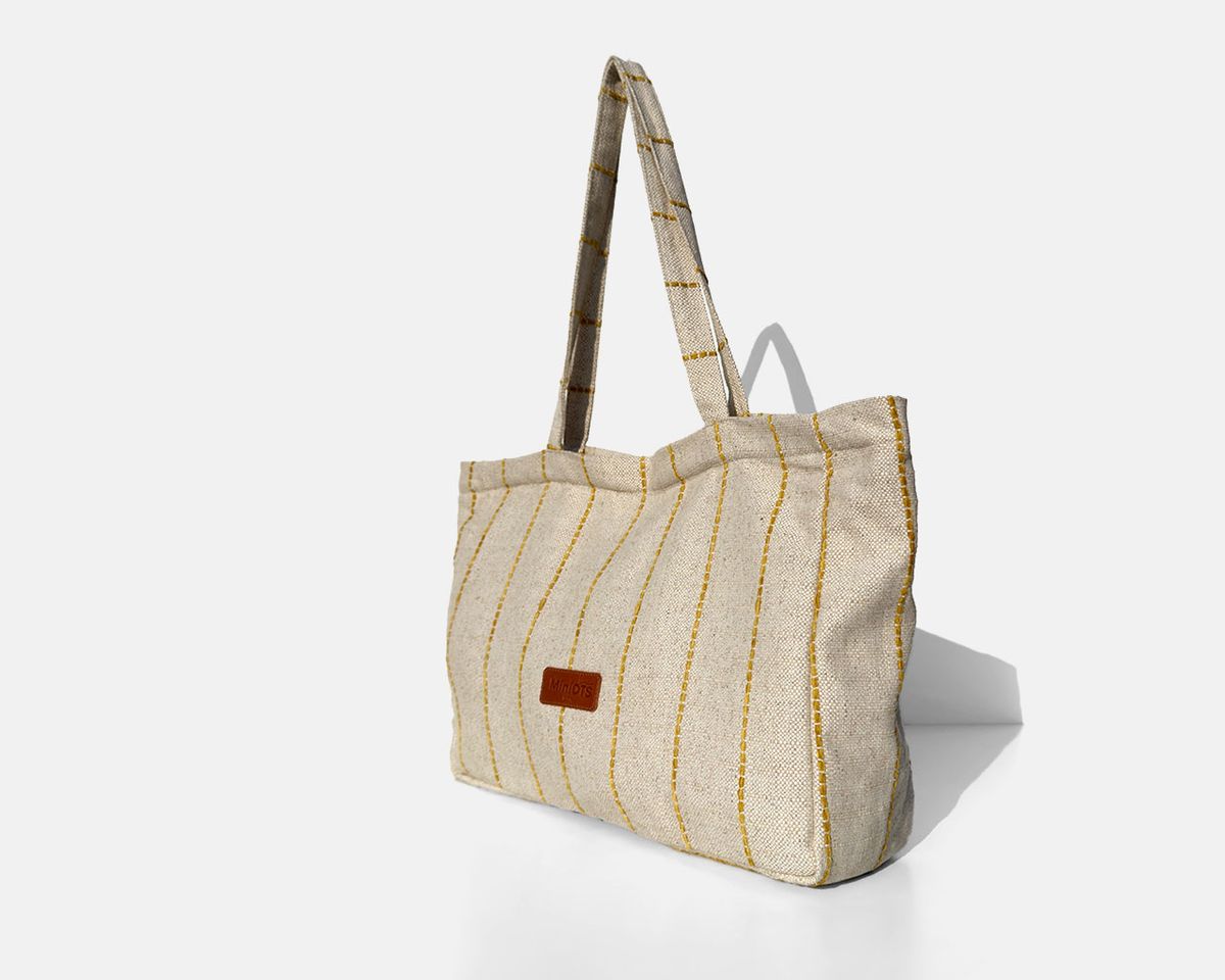 Bolsa tipo shopper grande MINIOTS rayas amarillas