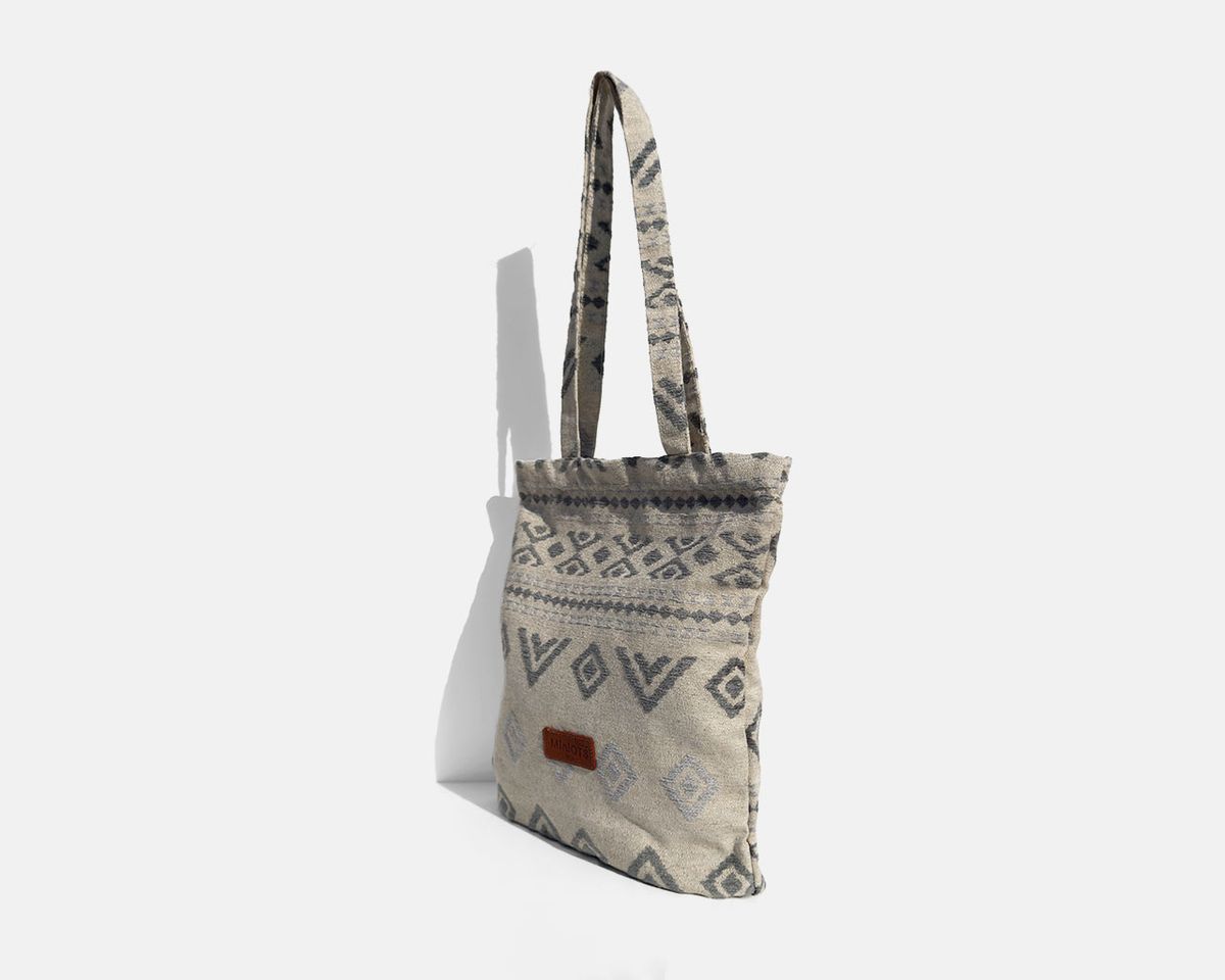 Bolsa tipo shopper mediana MINIOTS étnico gris