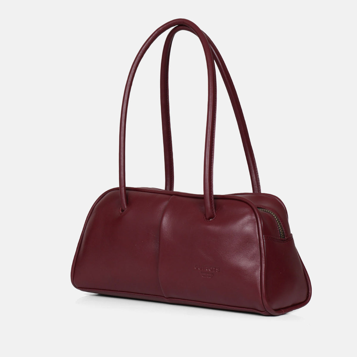 Bolso de hombro baguette Classic de piel en color burdeos, vista lateral