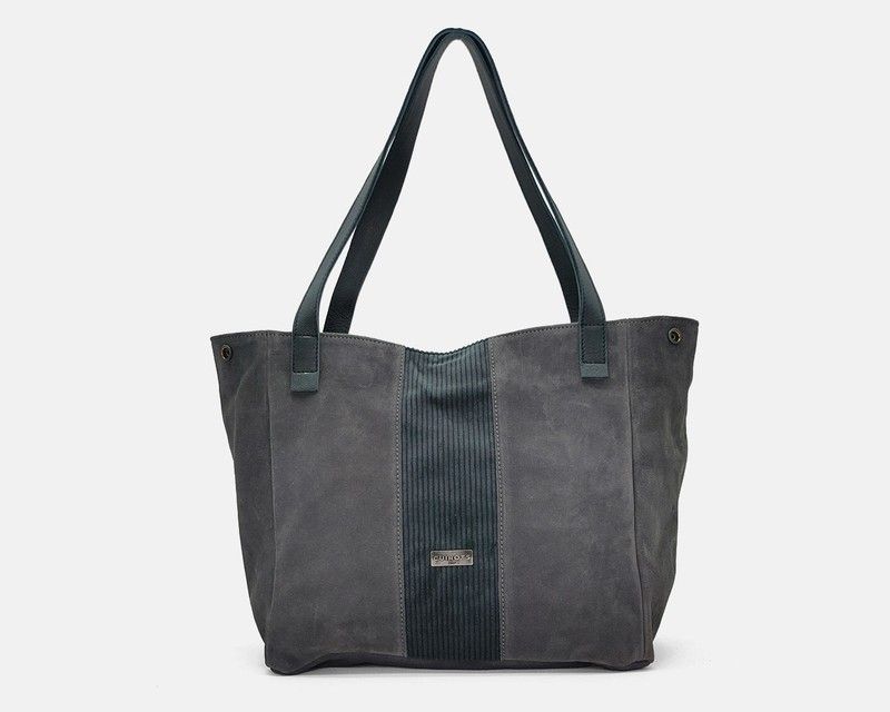 Bolso de hombro tipo Tote Bag CUIROTS Bi de serraje y pana