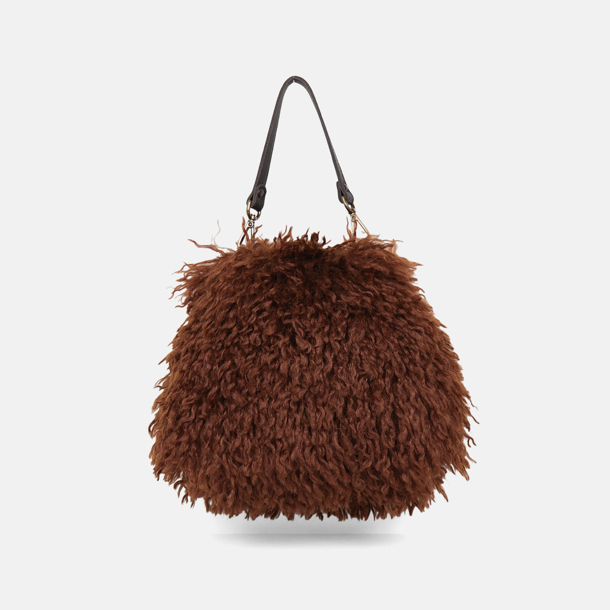 Bolso hobo mini Caniche CUIROTS color canela, vista trasera