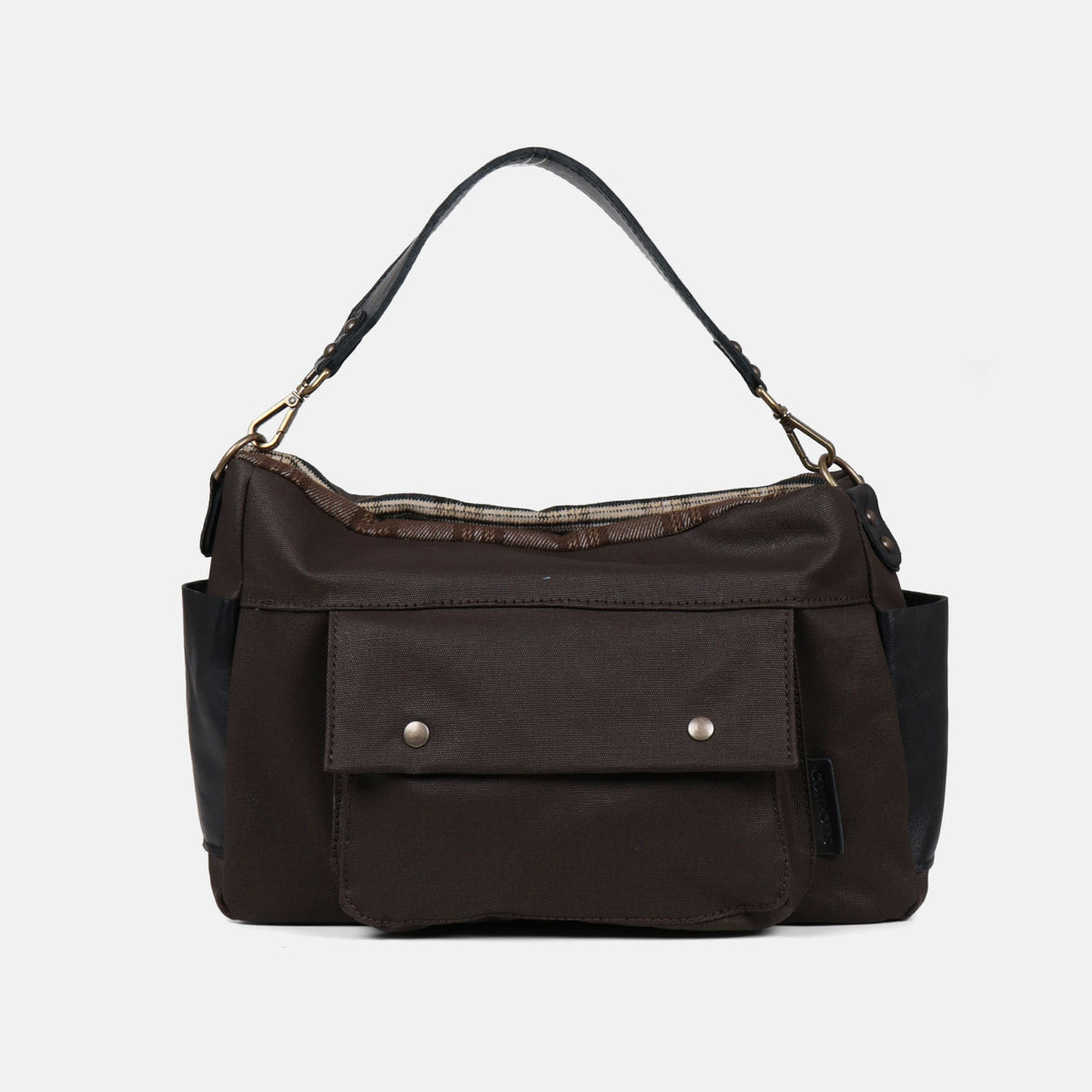 Bolso de hombro y bandolera Barbour en color marrón, vista frontal