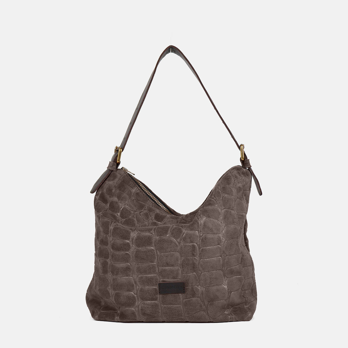 Bolso de hombro Coco de serraje en color taupe