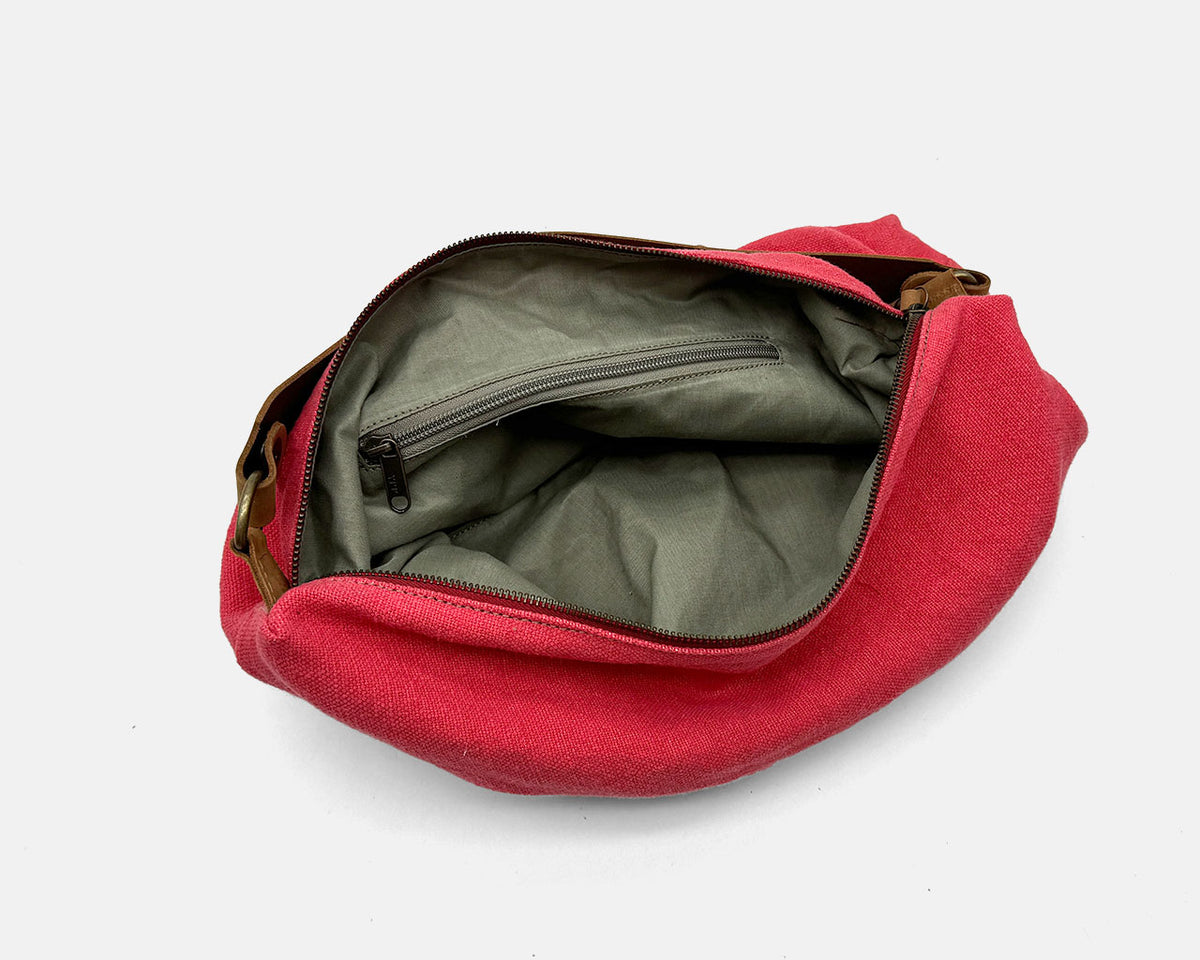Bolso de hombro lino CUIROTS Louise en color fresa, detalle del interior