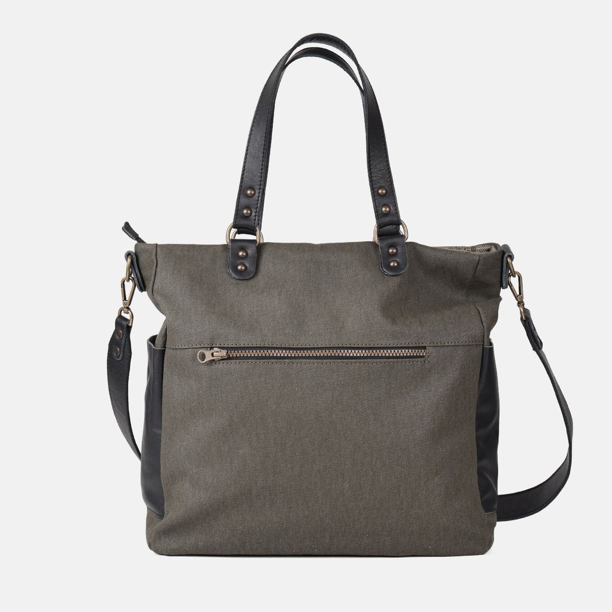 Bolso de mano y bandolera Barbour en color kaki, con el asa bandolera extraíble