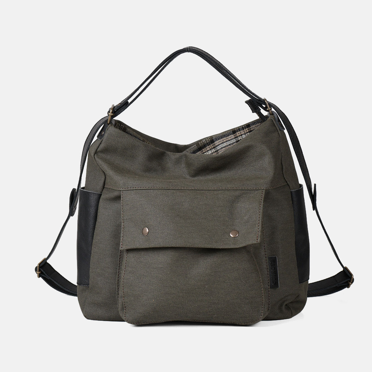 Bolso mochila Barbour en color kaki, vista frontal