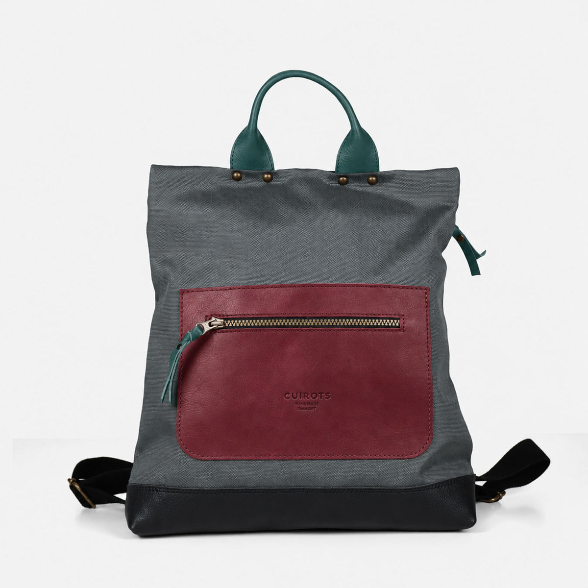 Mochila antirrobo Trend de lona y piel en color gris, vista frontal