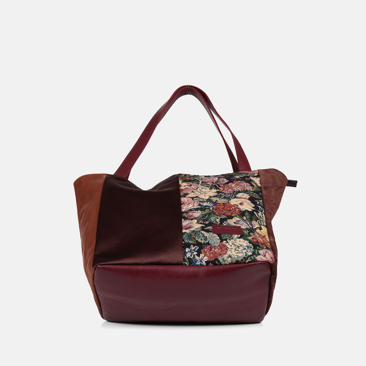 Shopper Brocado CUIROTS con la base de piel burdeos