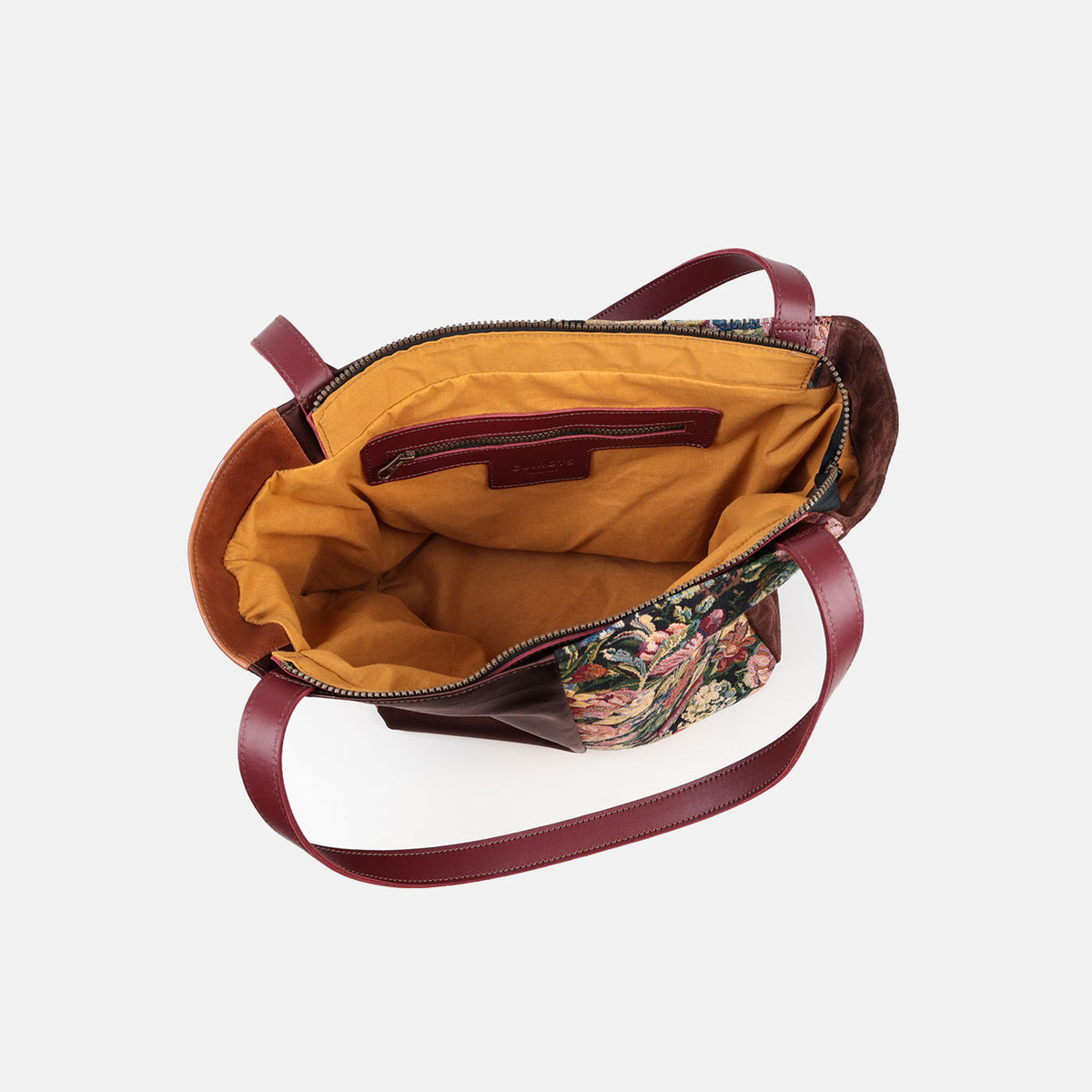Interior forrado del shopper Brocado CUIROTS con bolsillo de cremallera