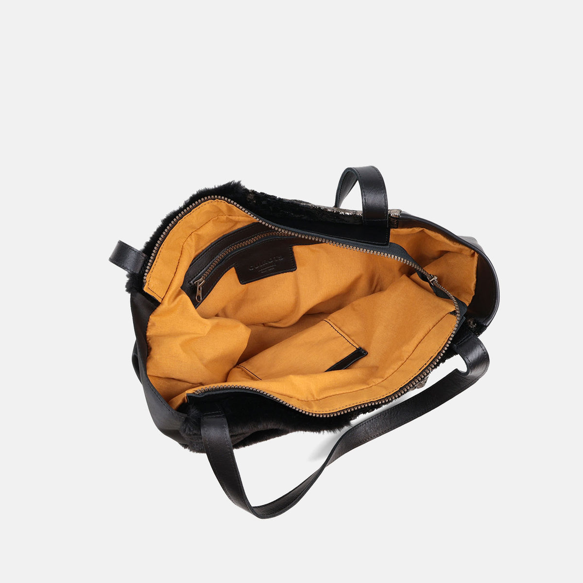 Interior forrado del shopper Midnight CUIROTS con bolsillo de cremallera
