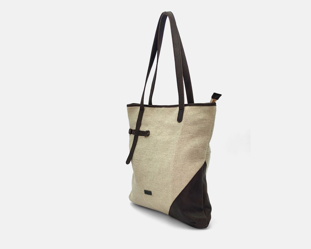 Shopper TIBI de lino y piel
