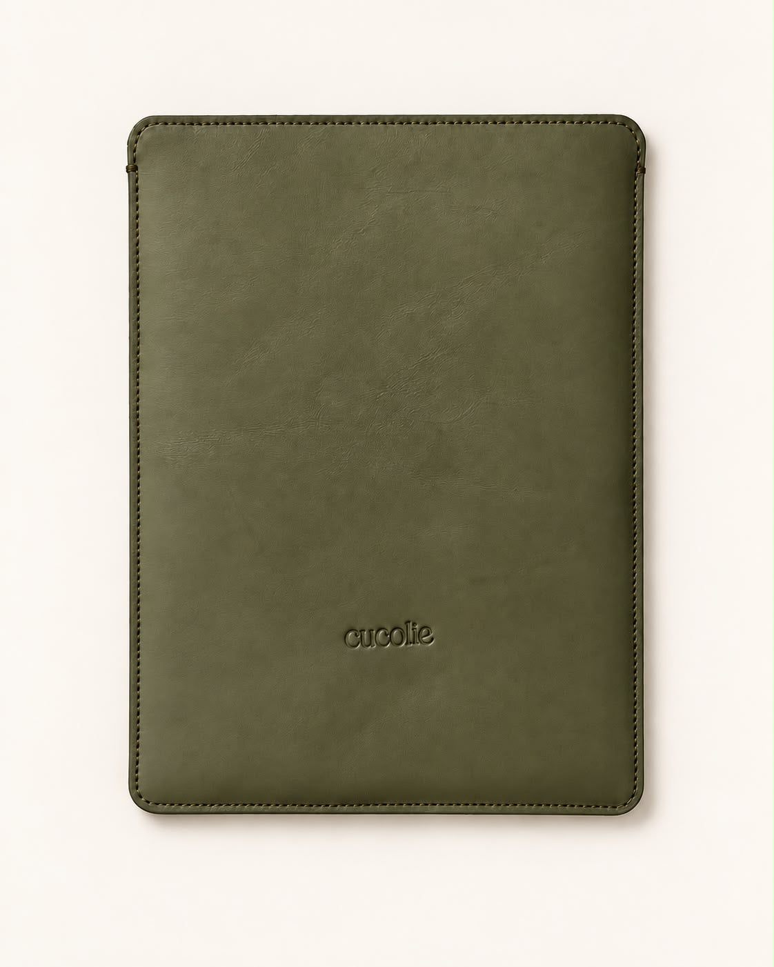Funda de piel para Mac en kaki, vista frontal