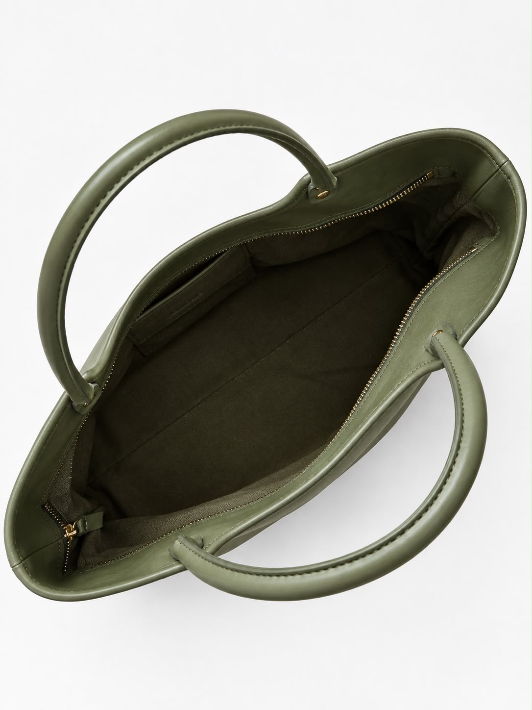 Bolso Soho de piel en color kaki, vista frontal