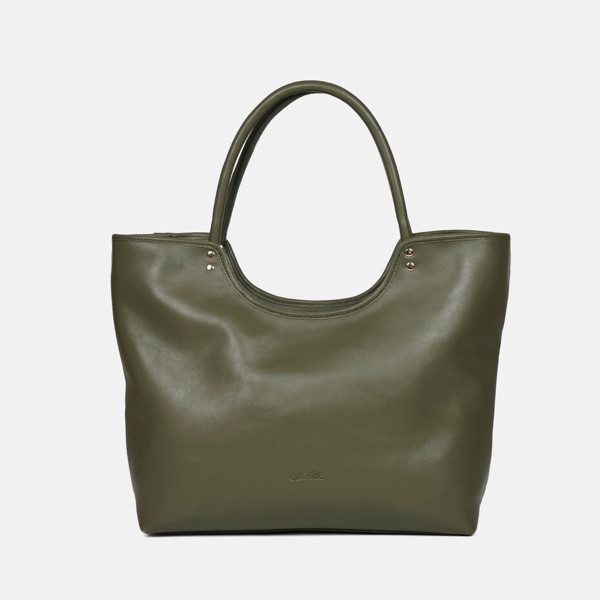Bolso Soho de piel en color kaki, vista frontal
