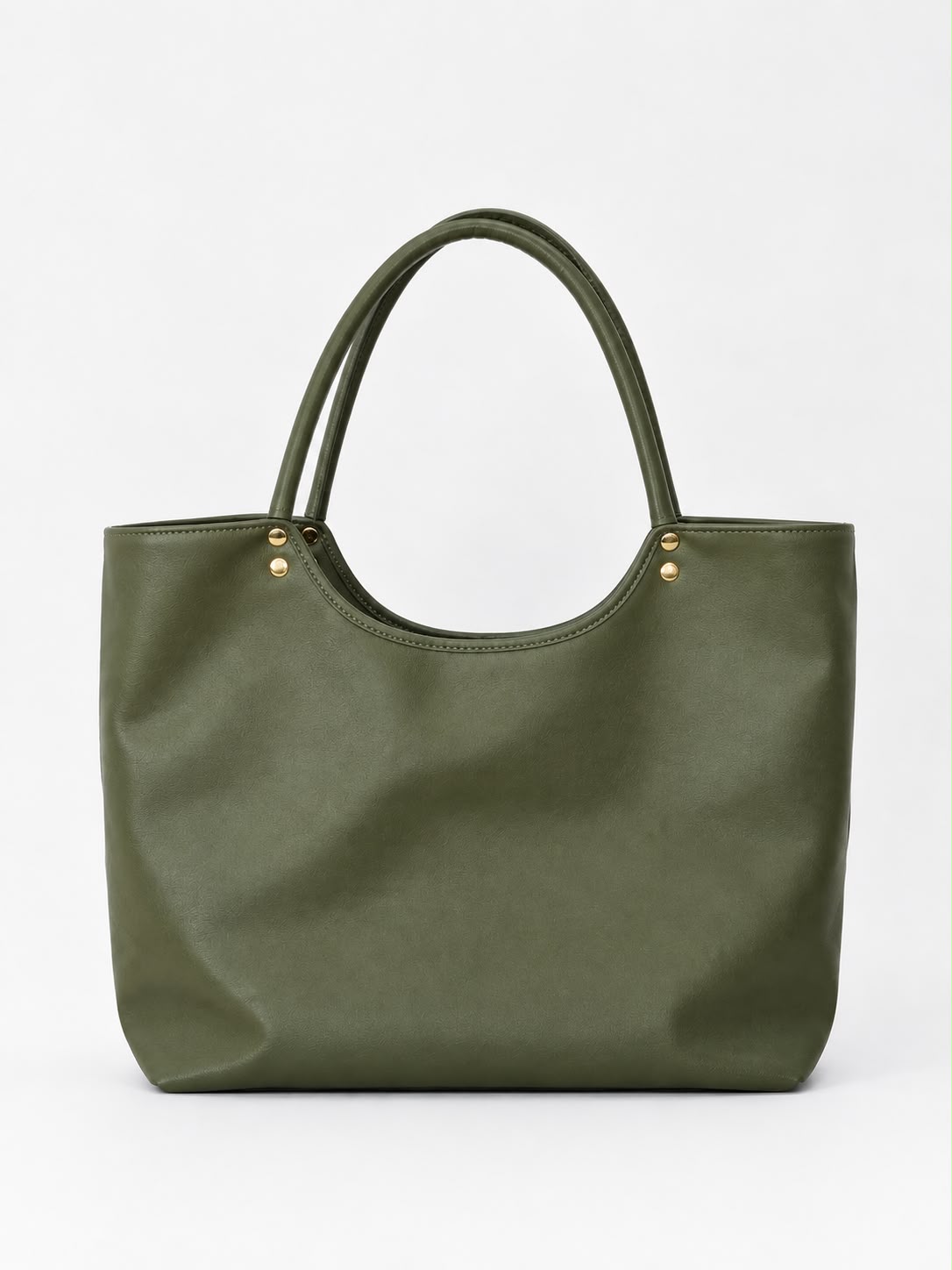 Bolso Soho de piel en color kaki, vista frontal sin logo