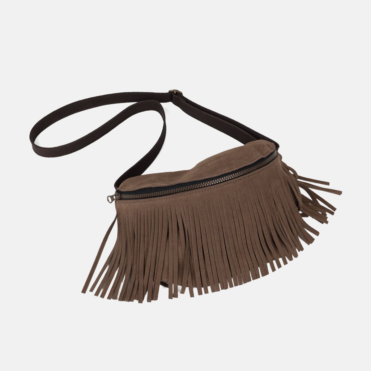 Bandolera riñonera de flecos Bravo de serraje CUIROTS