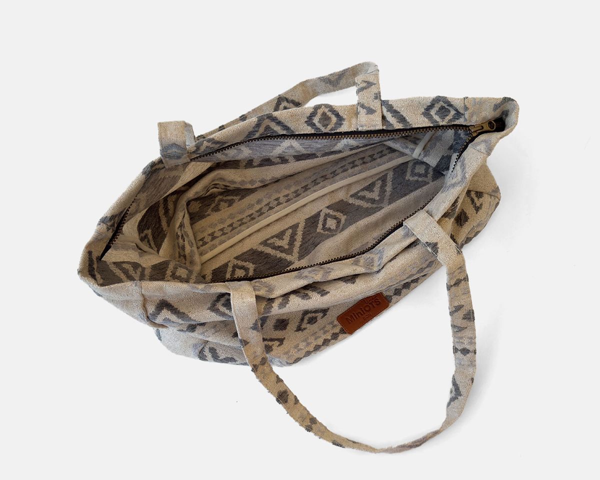 Bolsa tipo shopper grande  MINIOTS étnico gris