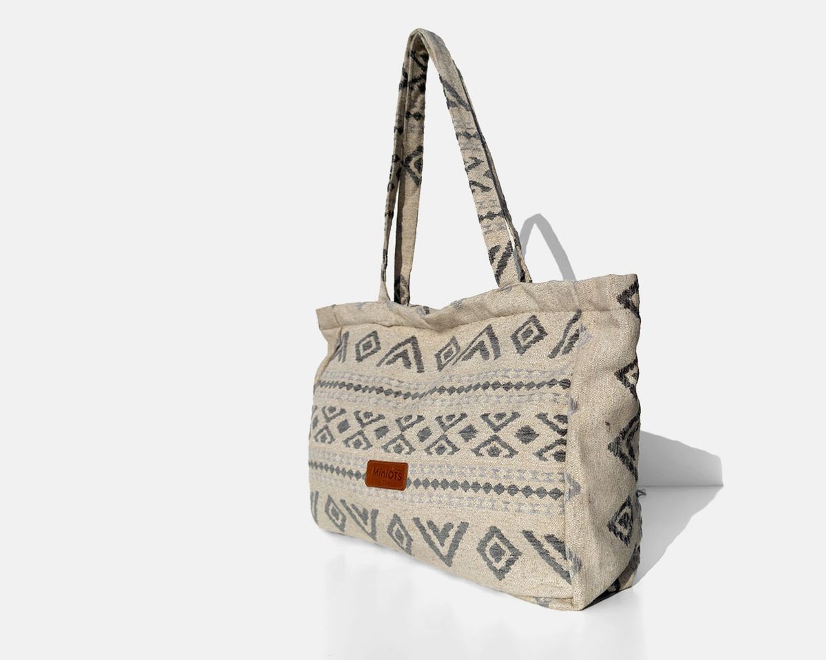 Bolsa tipo shopper grande  MINIOTS étnico gris