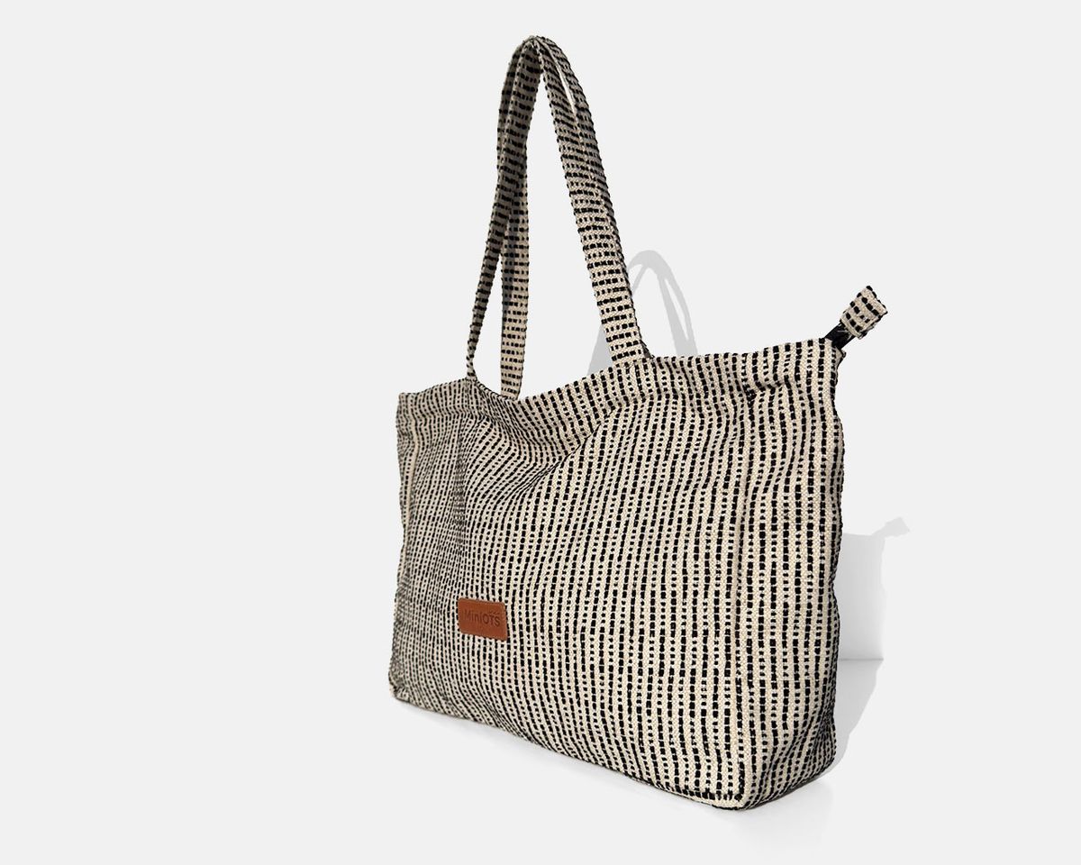 Bolsa tipo shopper grande MINIOTS rayas negras