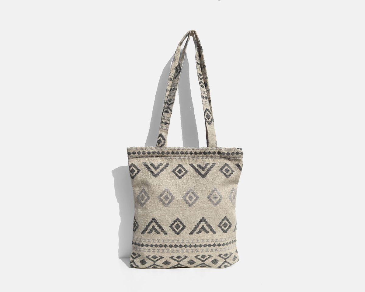 Bolsa tipo shopper mediana MINIOTS étnico gris