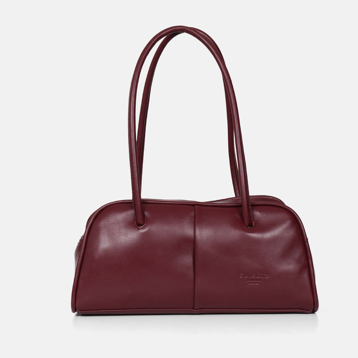 Bolso de hombro baguette Classic de piel en color burdeos, vista frontal