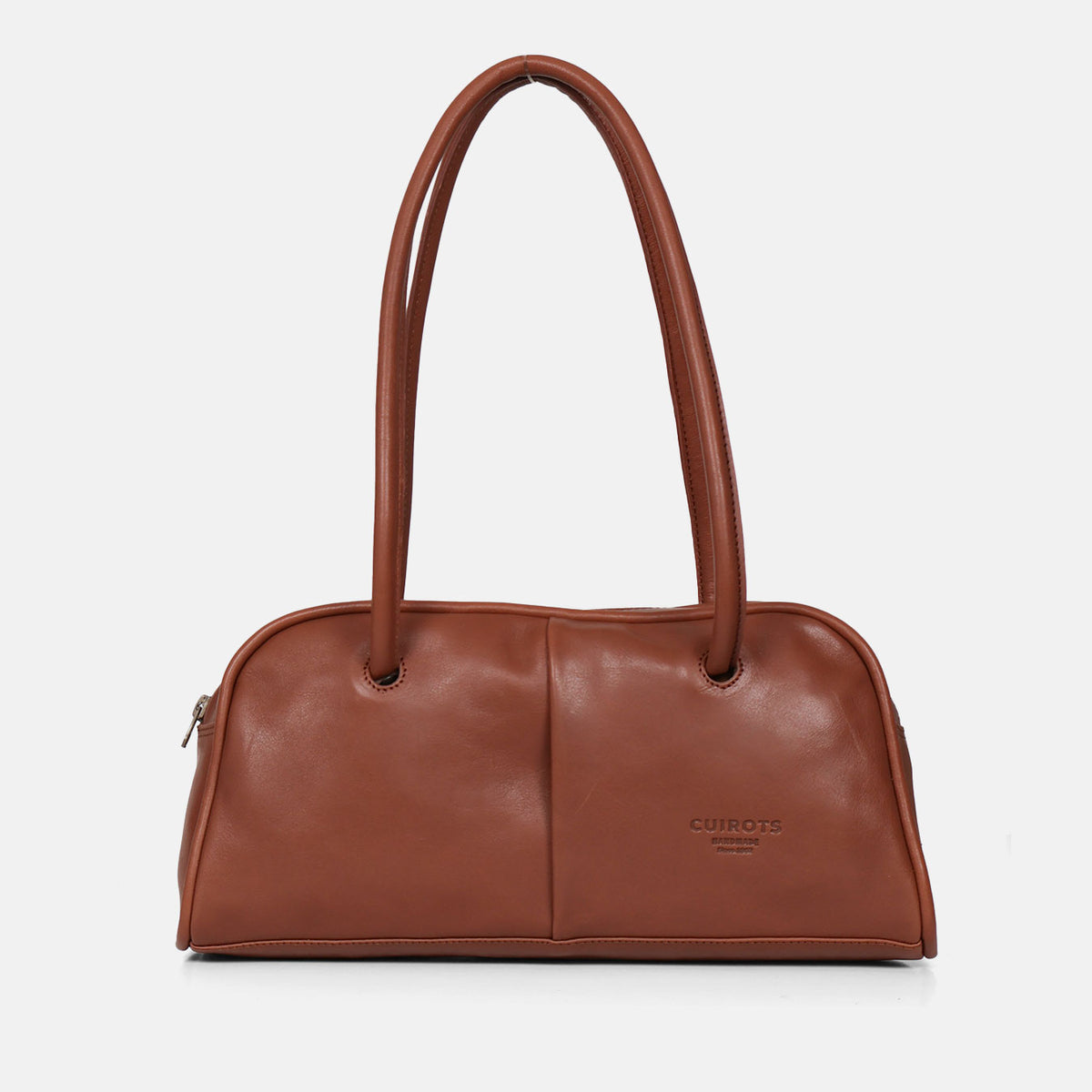 Bolso de hombro baguette Classic de piel en color cuero, vista frontal