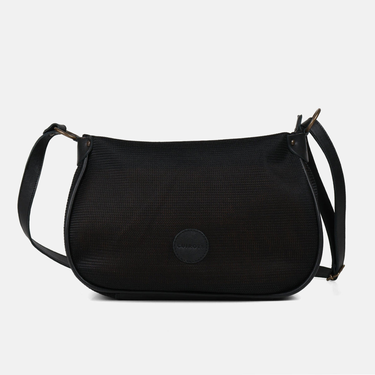 Bolso bandolera Treck de rejilla en color negro, vista frontal