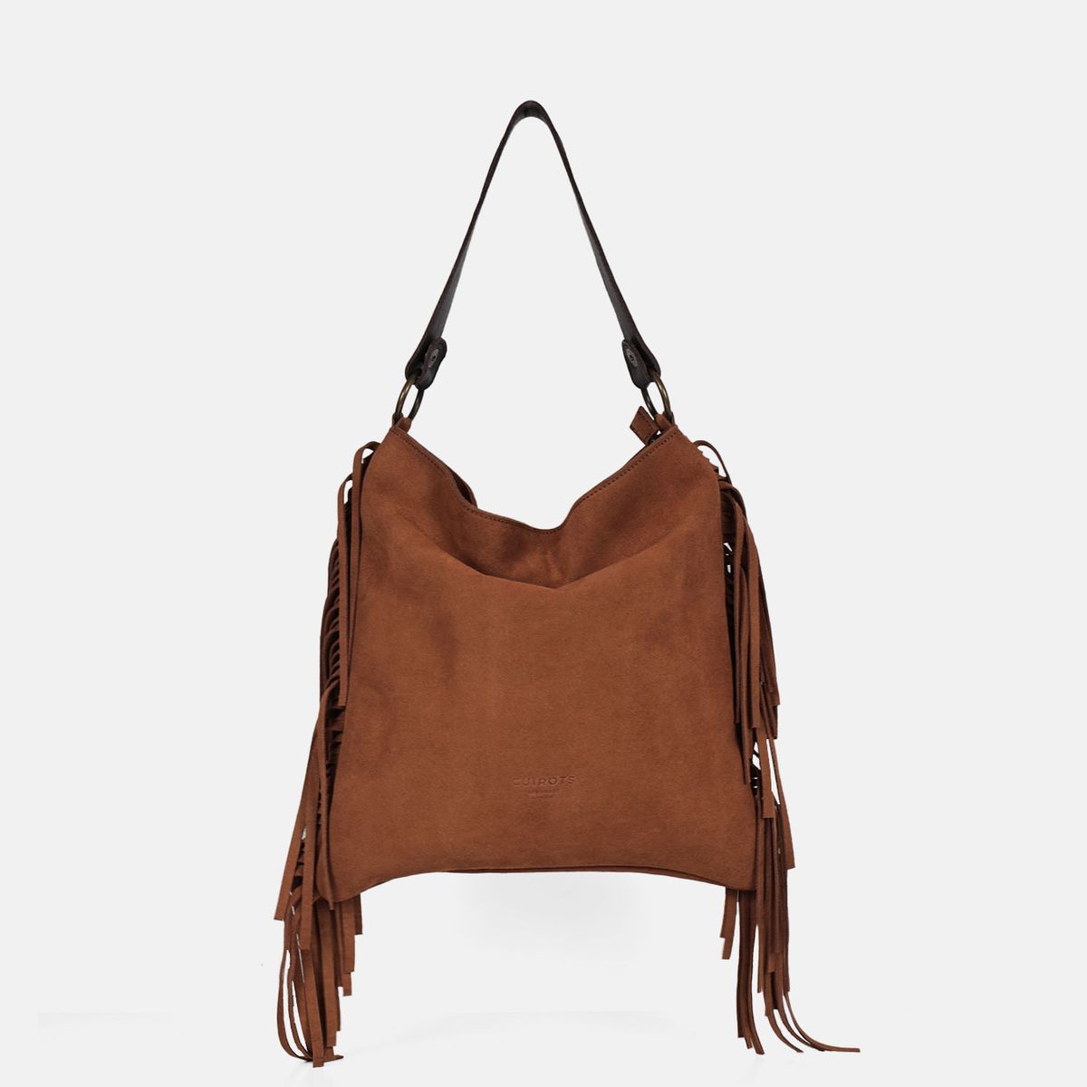 Bolso de hombro de flecos Bravo de serraje CUIROTS