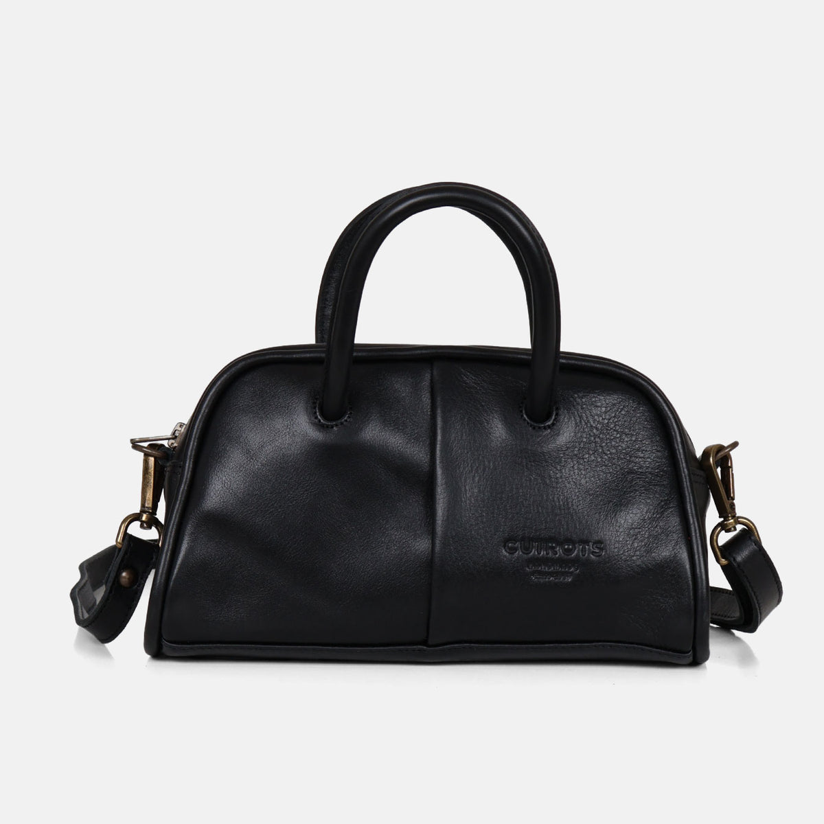 Bolso de mano y bandolera pequeño Classic de piel en color negro, vista frontal
