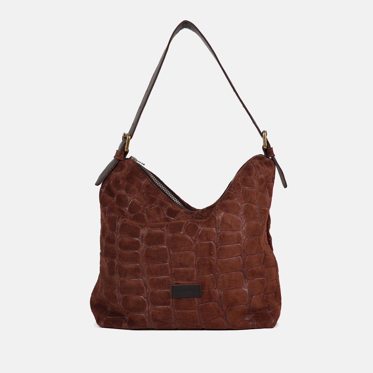 Bolso de hombro Coco de serraje en color testa, vista frontal