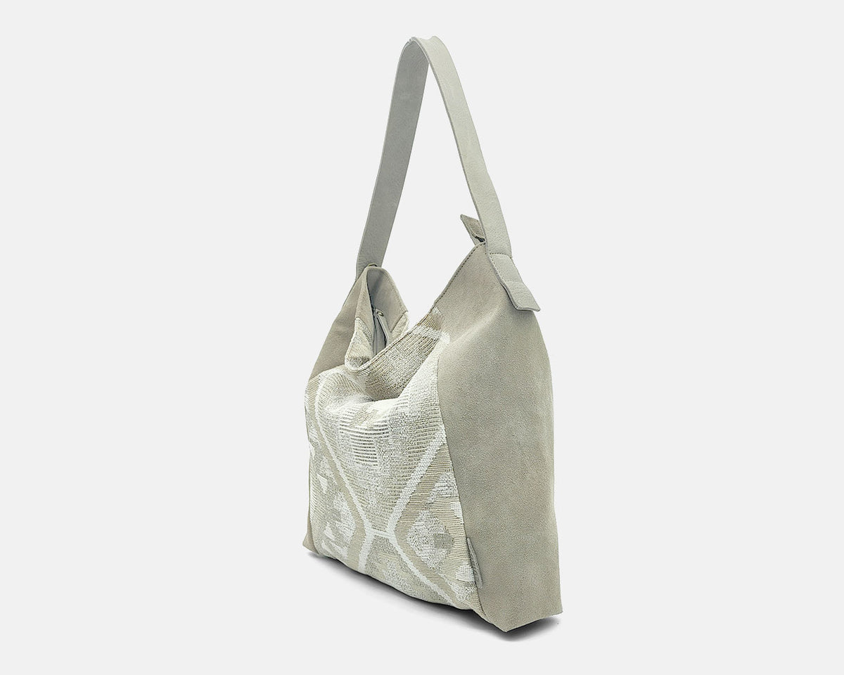 Bolso de hombro CUIROTS Étnica en color beige, vista lateral