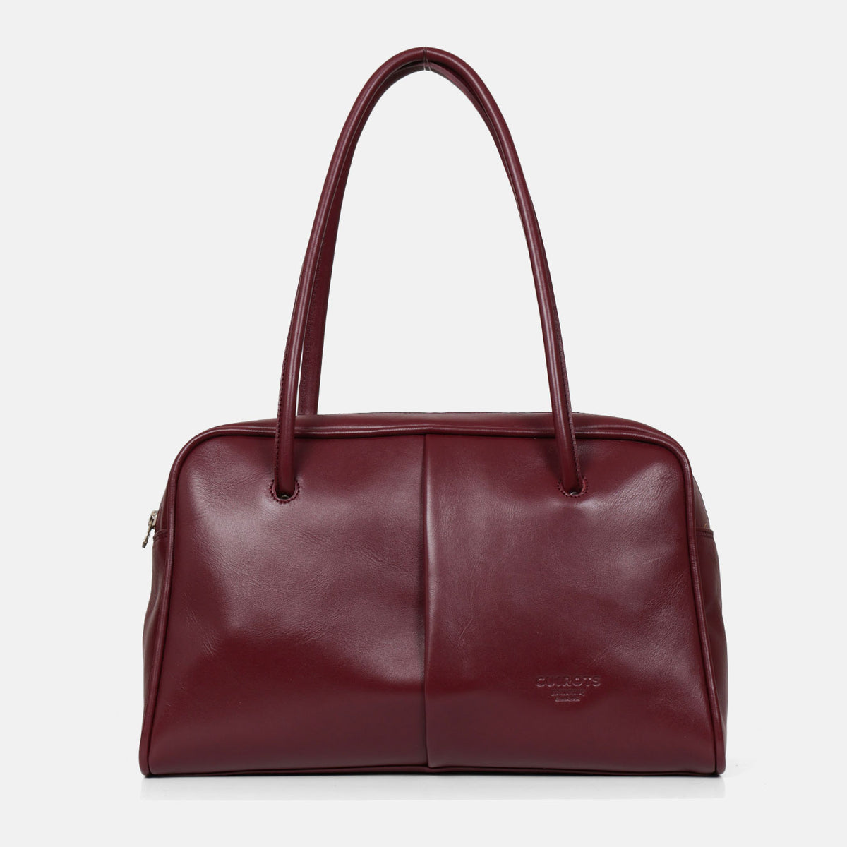 Bolso de hombro shopper Classic de piel en color burdeos, vista frontal