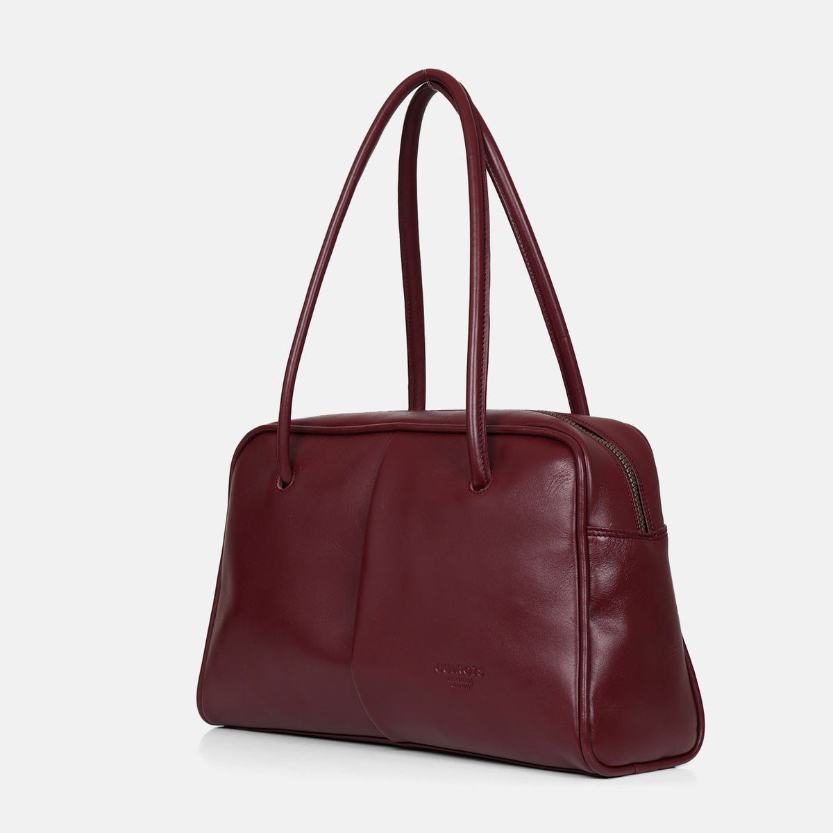 Bolso de hombro shopper Classic de piel en color burdeos, vista lateral