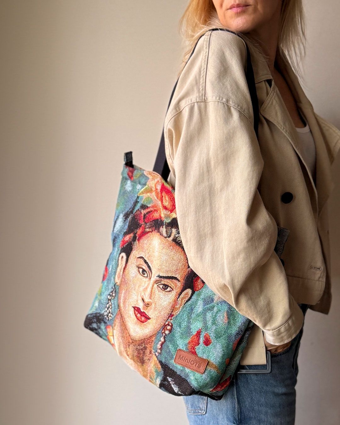 Bossa shopper mitjana MINIOTS Frida Kahlo