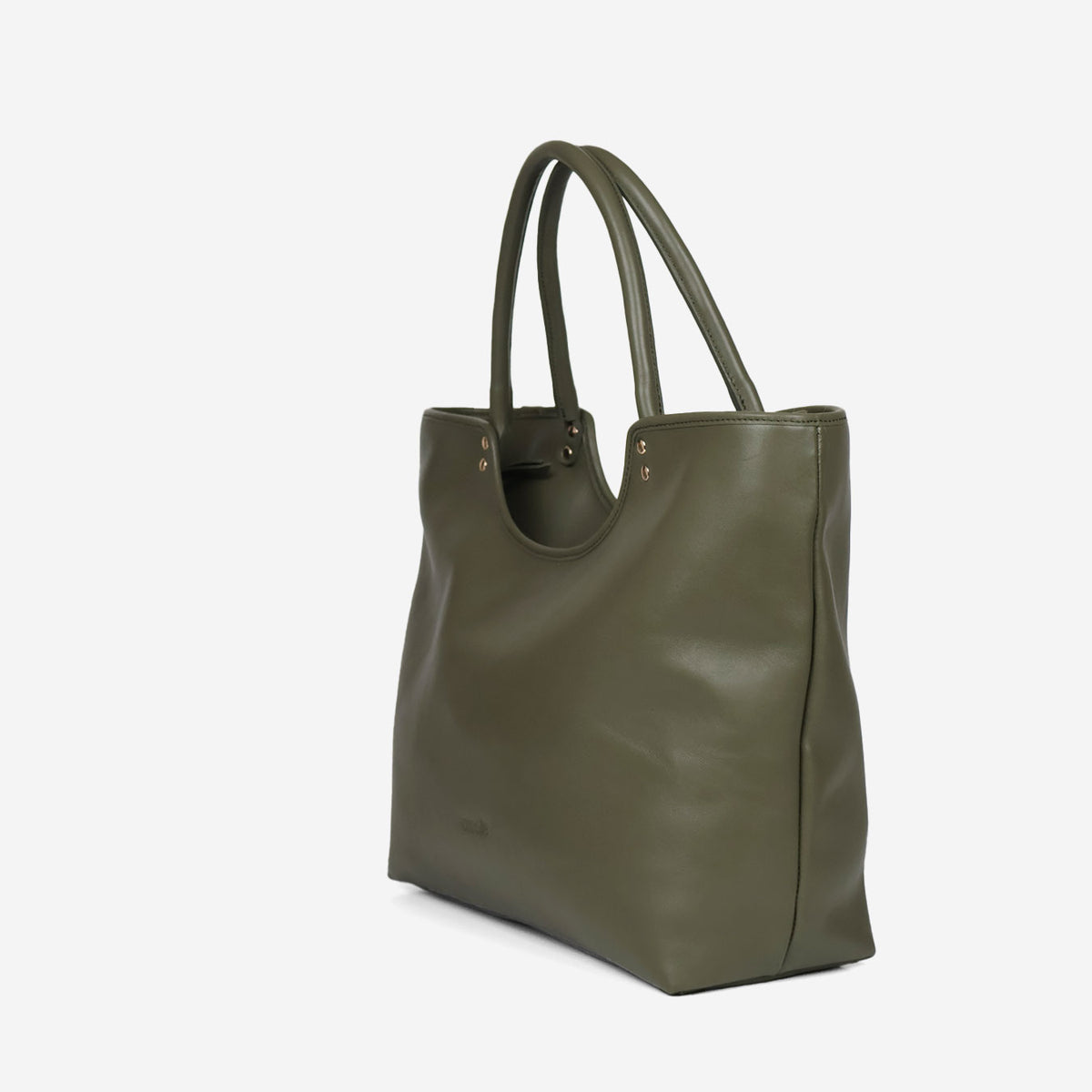 Bolso Soho de piel en color kaki, vista lateral