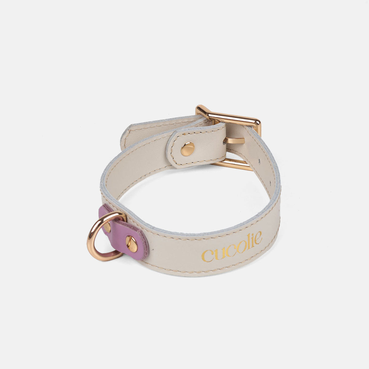 Collar Bimba M blanco con detalle lila