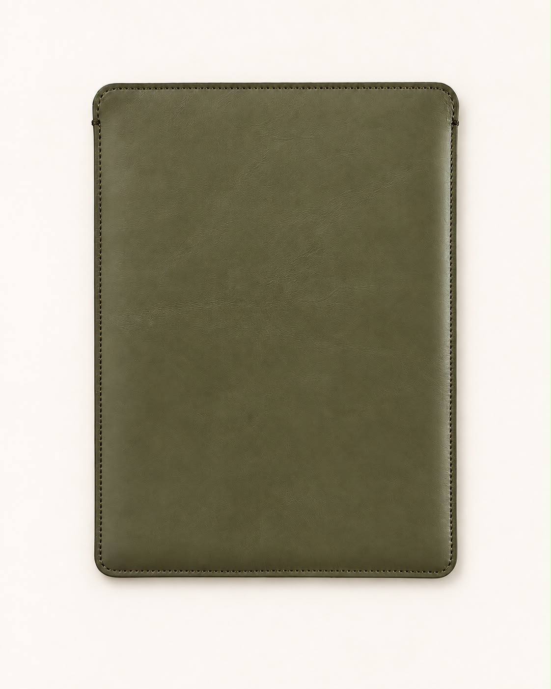 Funda de piel para Mac en kaki, vista trasera