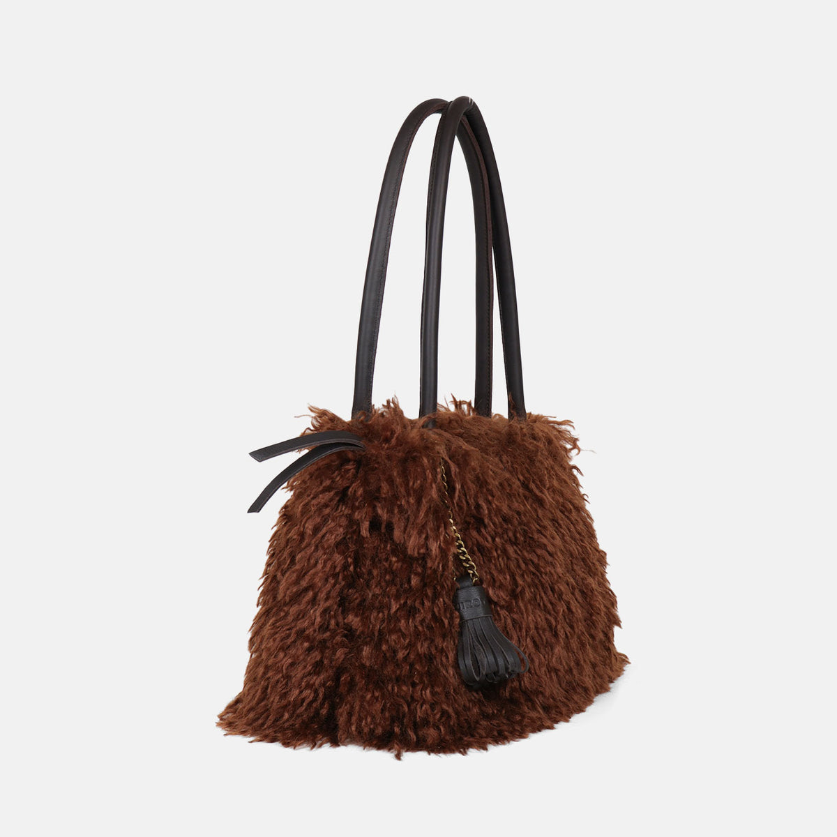 Shopper Caniche CUIROTS color canela visto de lado