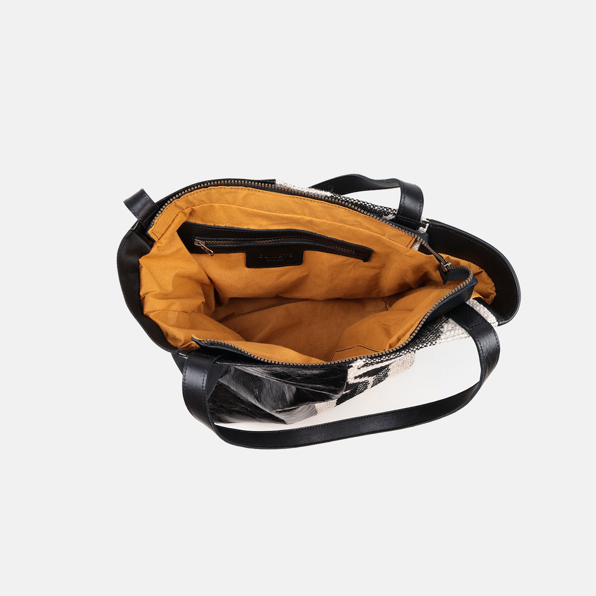 Interior forrado del shopper Jacquard CUIROTS con bolsillo de cremallera