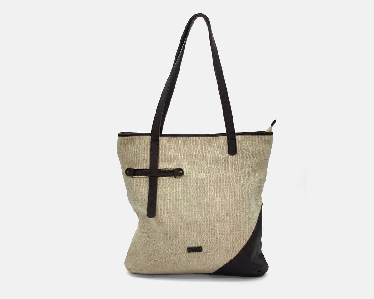Shopper TIBI de lino y piel