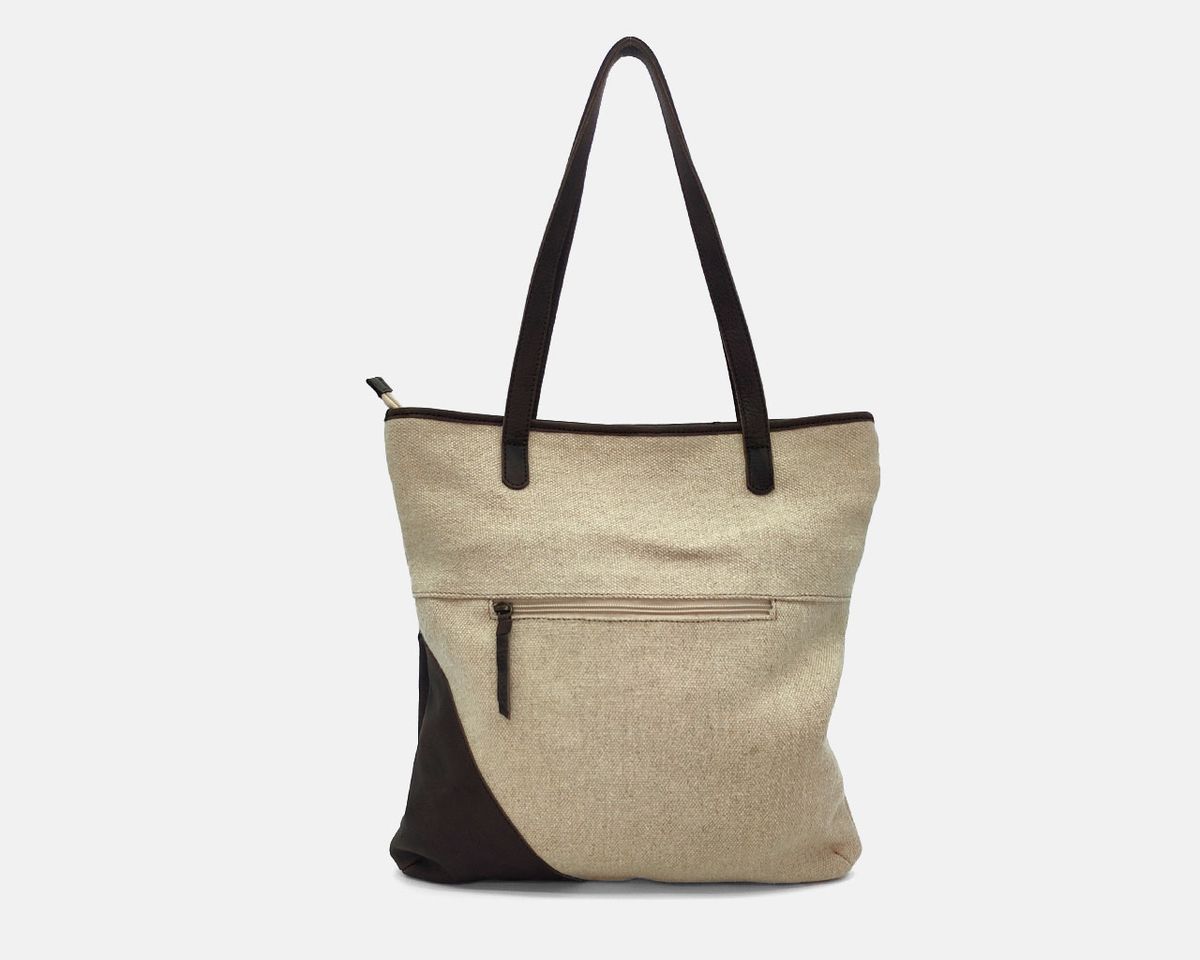 Shopper TIBI de lino y piel