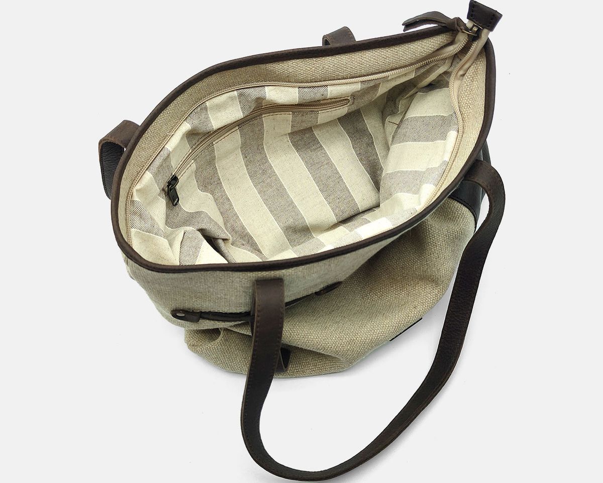 Shopper TIBI de lino y piel