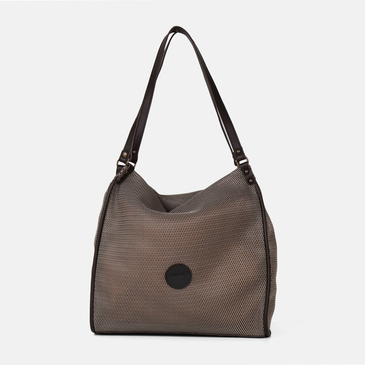 Shopper Treck de rejilla en color beige, vista frontal