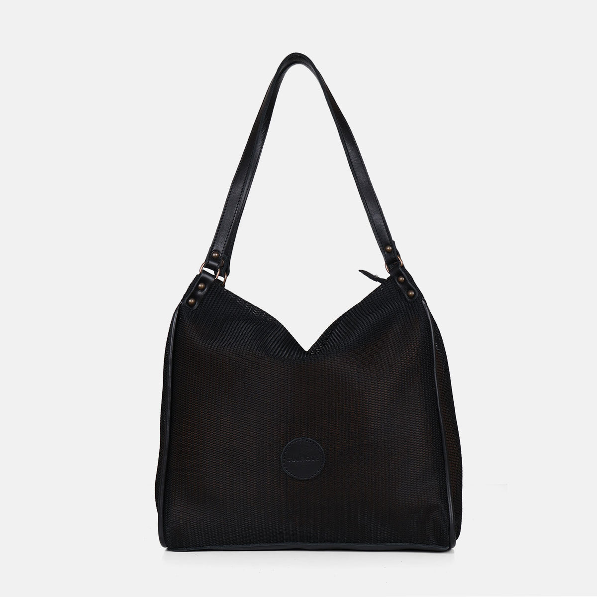 Shopper Treck de rejilla en color negro, vista frontal
