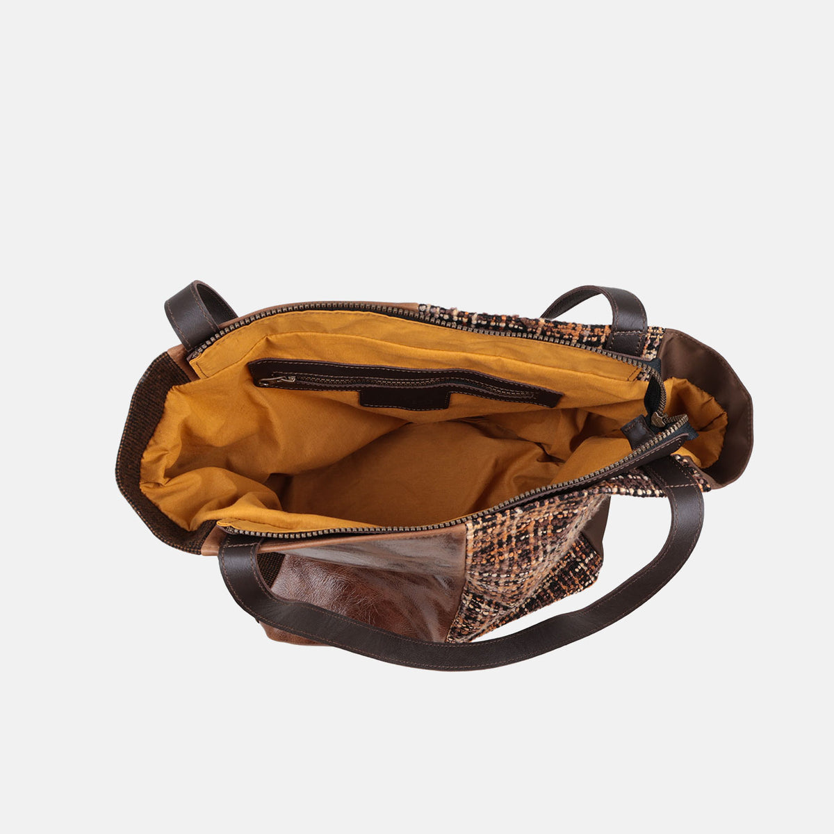 Interior forrado del shopper Tweed CUIROTS con bolsillo de cremallera
