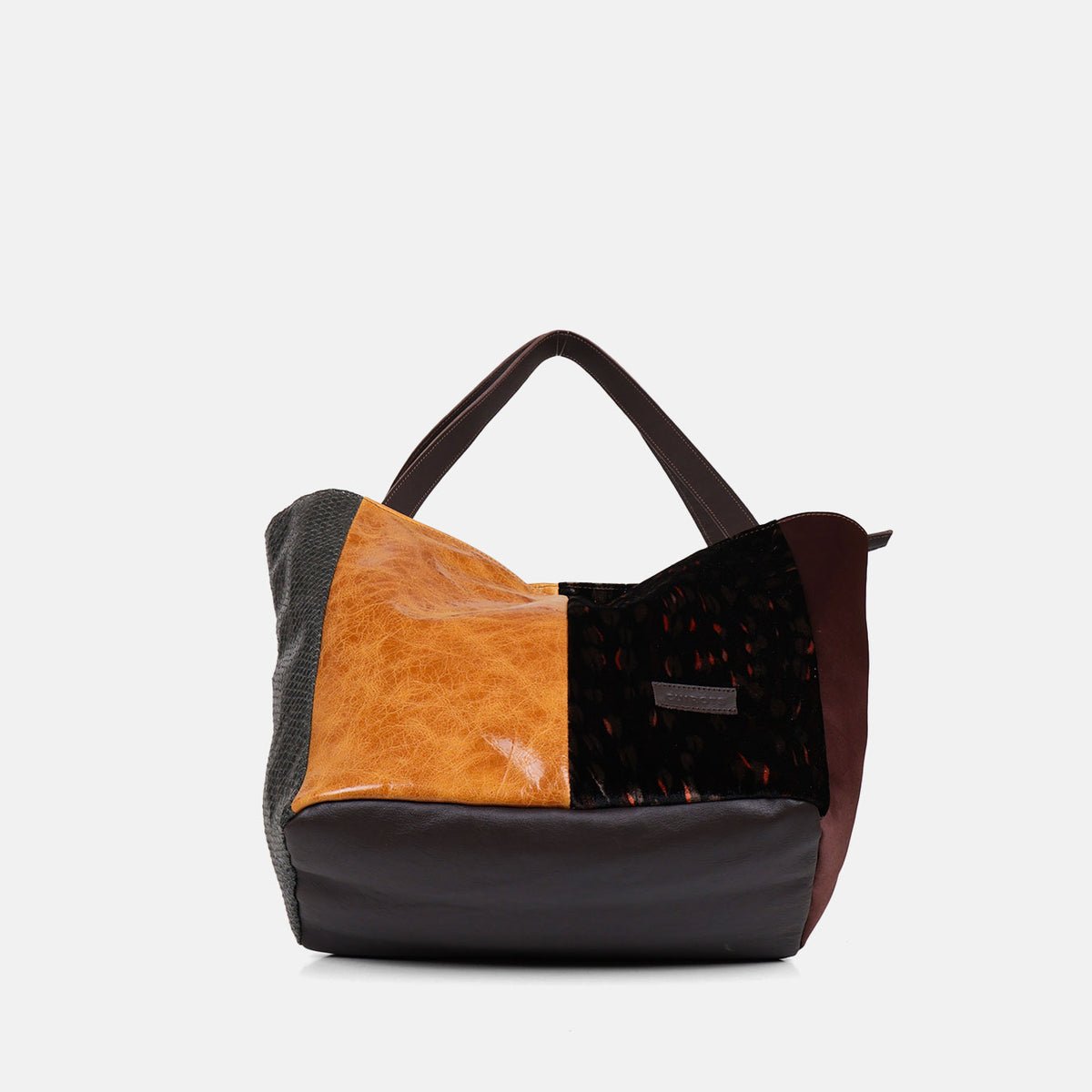 Shopper Velvet CUIROTS con la base de piel marrón